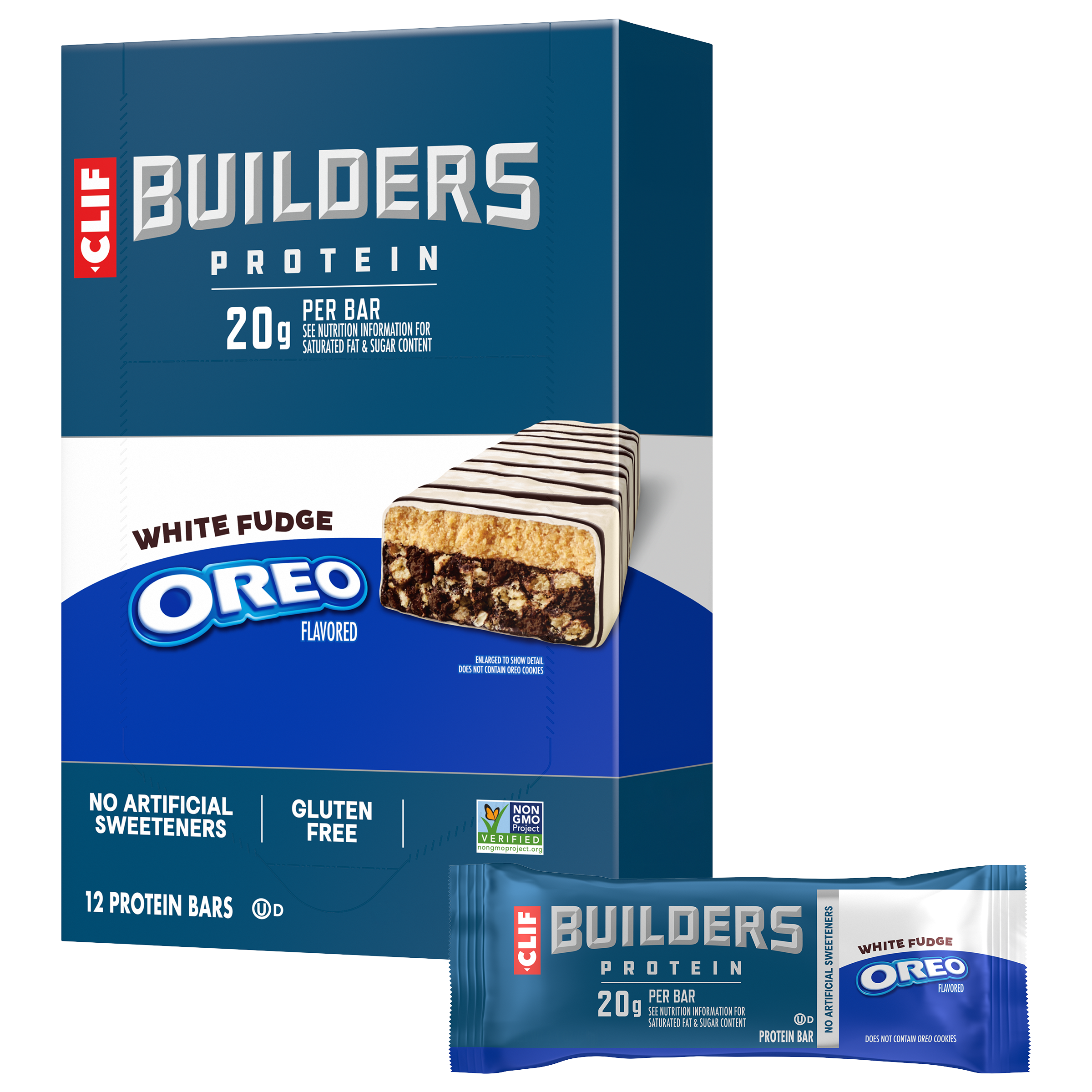 CLIF White Fudge OREO-Flavored Plant Based Protein Bars N5
