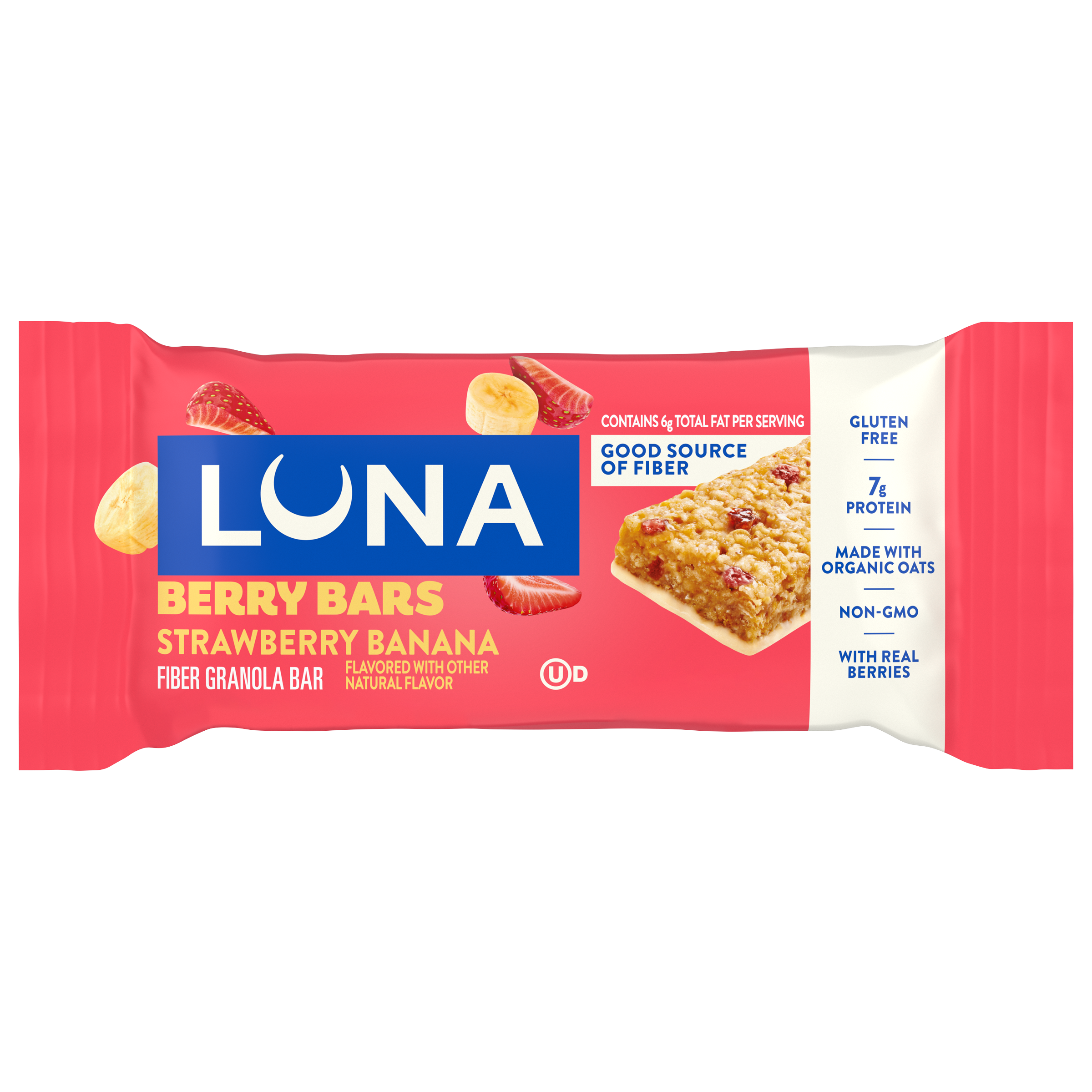 Berry Bars Strawberry Banana Flavor Gluten Free Snack Bars, Non-GMO Protein Bars T6