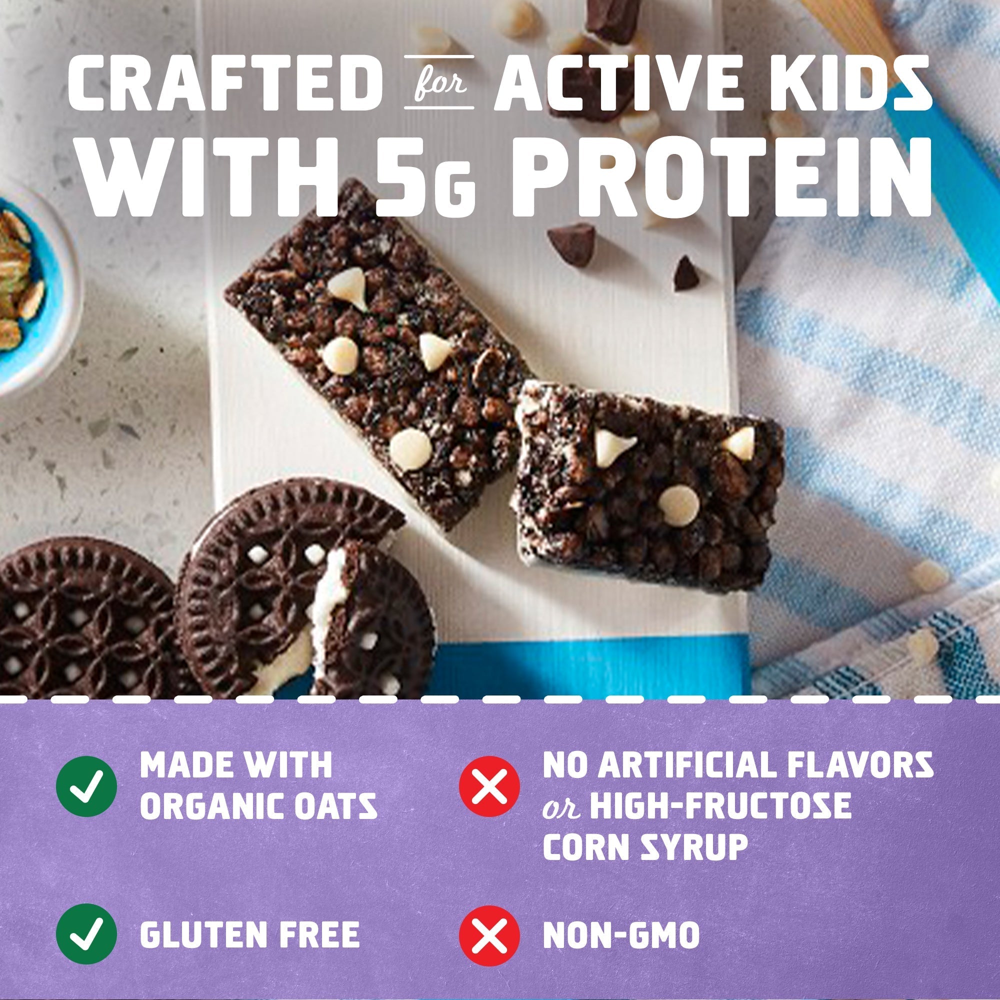 Protein Cookies 'N Creme Crispy Snack Bars, Gluten Free Protein Bars G3