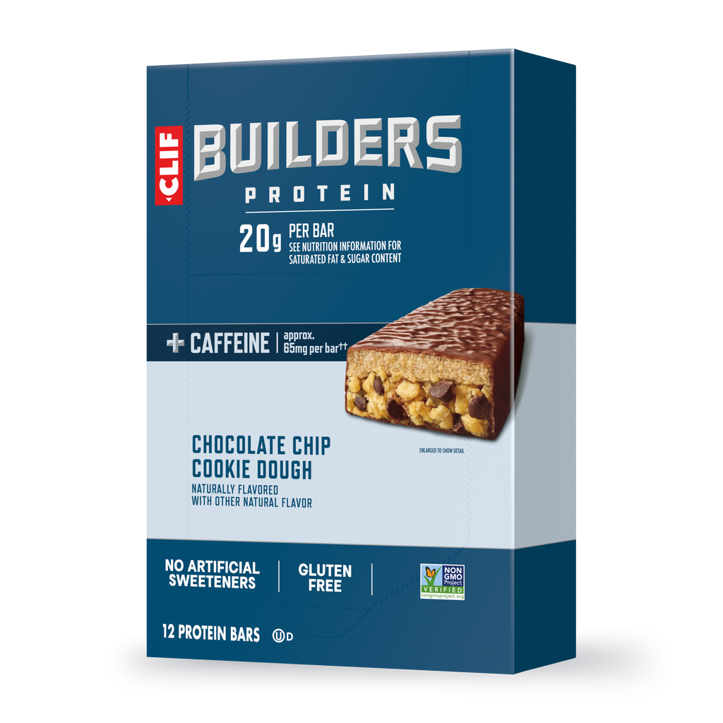 CLIF + Caffeine Chocolate Chip Cookie Dough Flavor Plant Based Protein Bars Y1