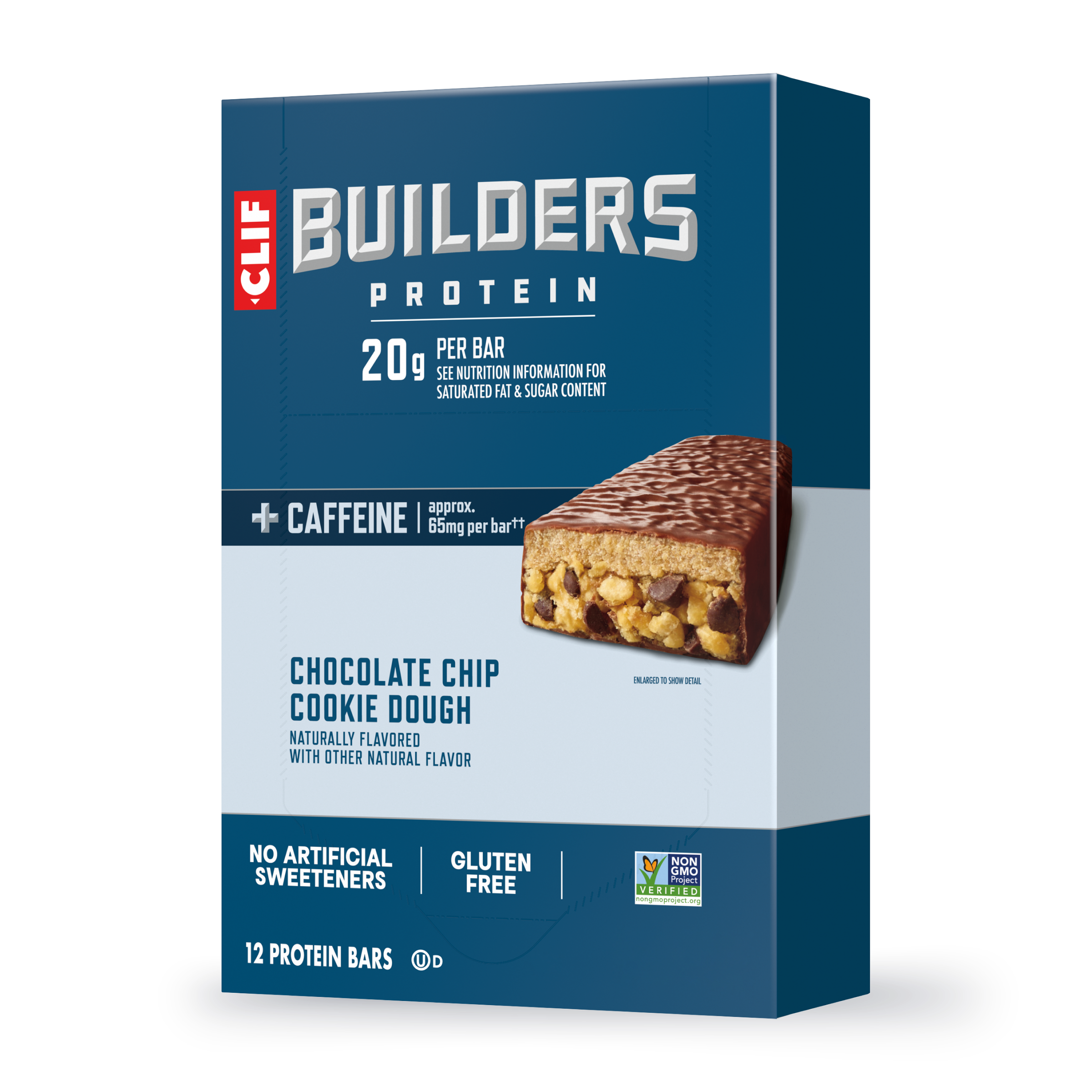 CLIF + Caffeine Chocolate Chip Cookie Dough Flavor Plant Based Protein Bars Y1