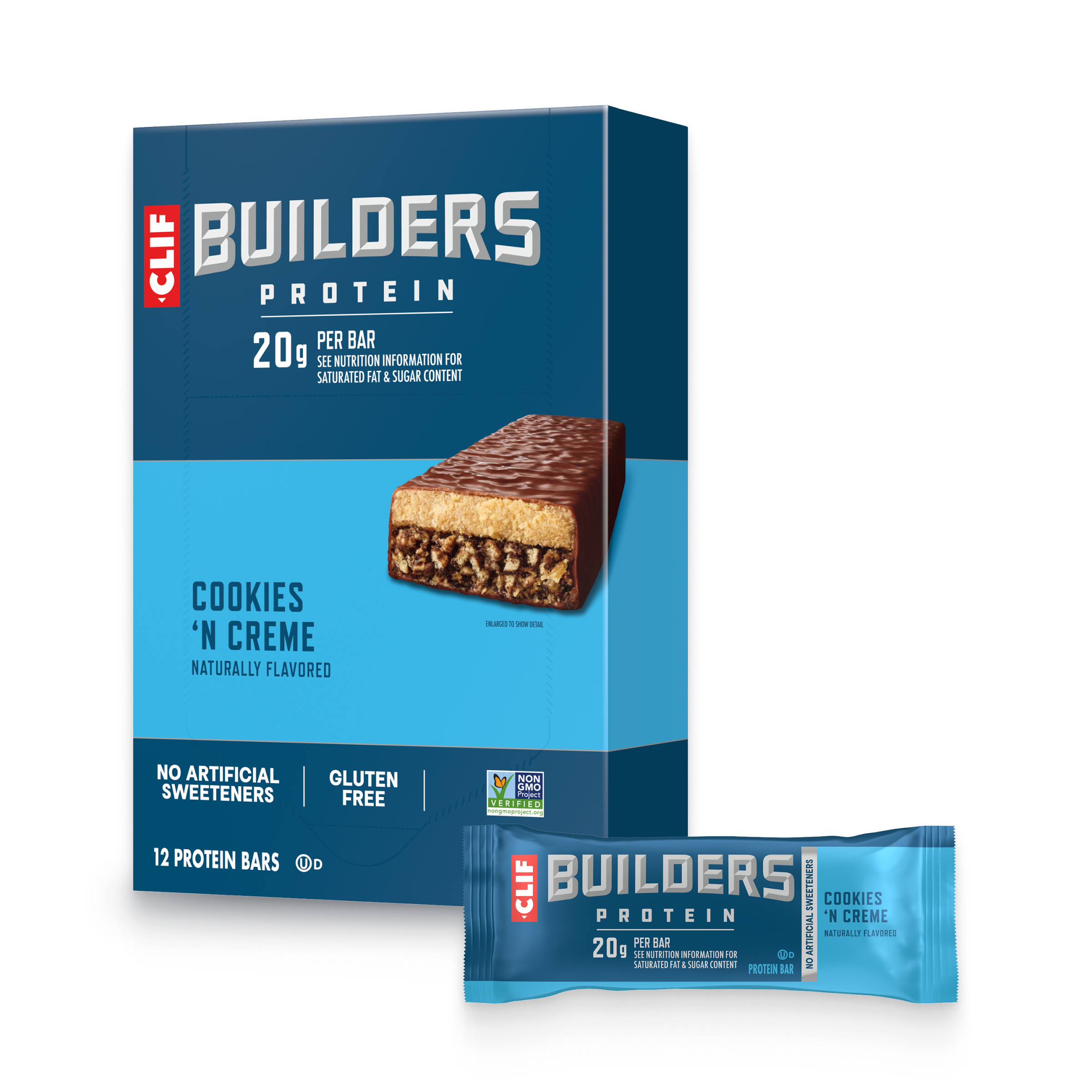 CLIF Cookies 'N Creme Flavor Plant Based Protein Bars S7