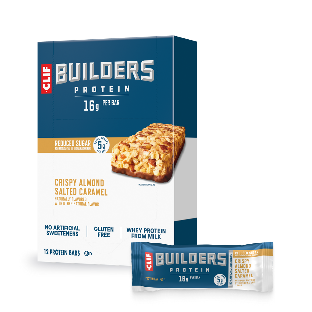 CLIF Crispy Almond Salted Caramel Protein Bar, Reduced Sugar H0