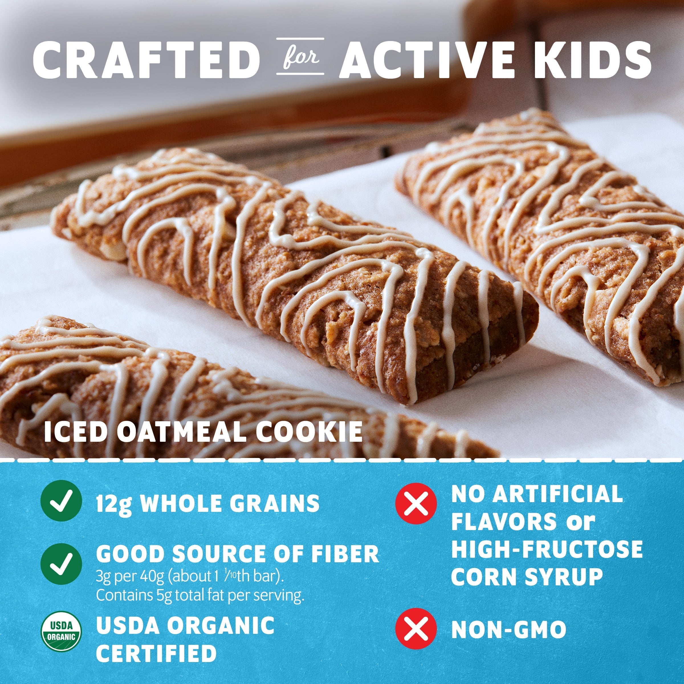 Iced Oatmeal Cookie Soft-Baked Energy Snack Bars, Organic Granola Bars Q2