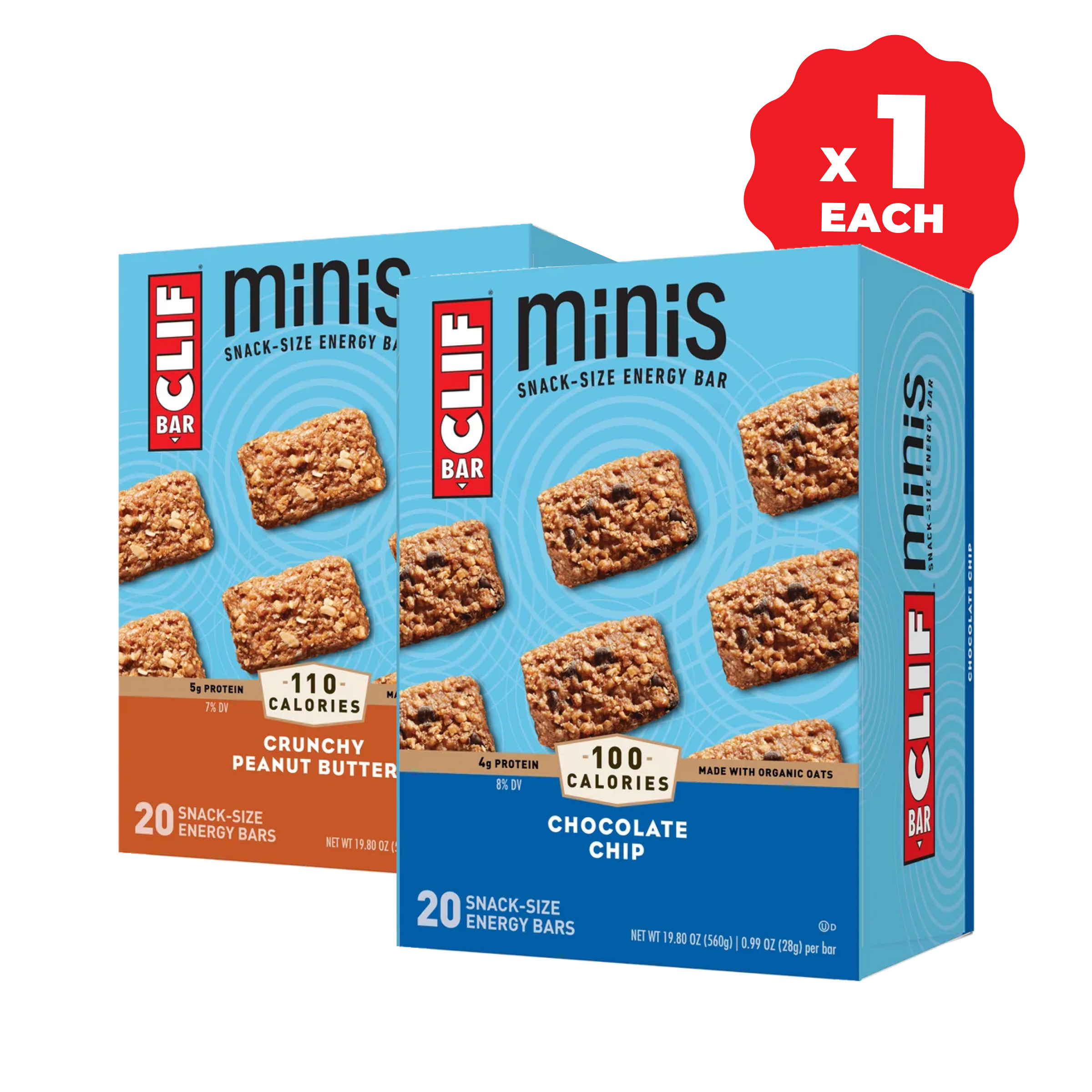 BAR Minis Chocolate Chip & Crunchy Peanut Butter Variety Pack, 40 Bars P3