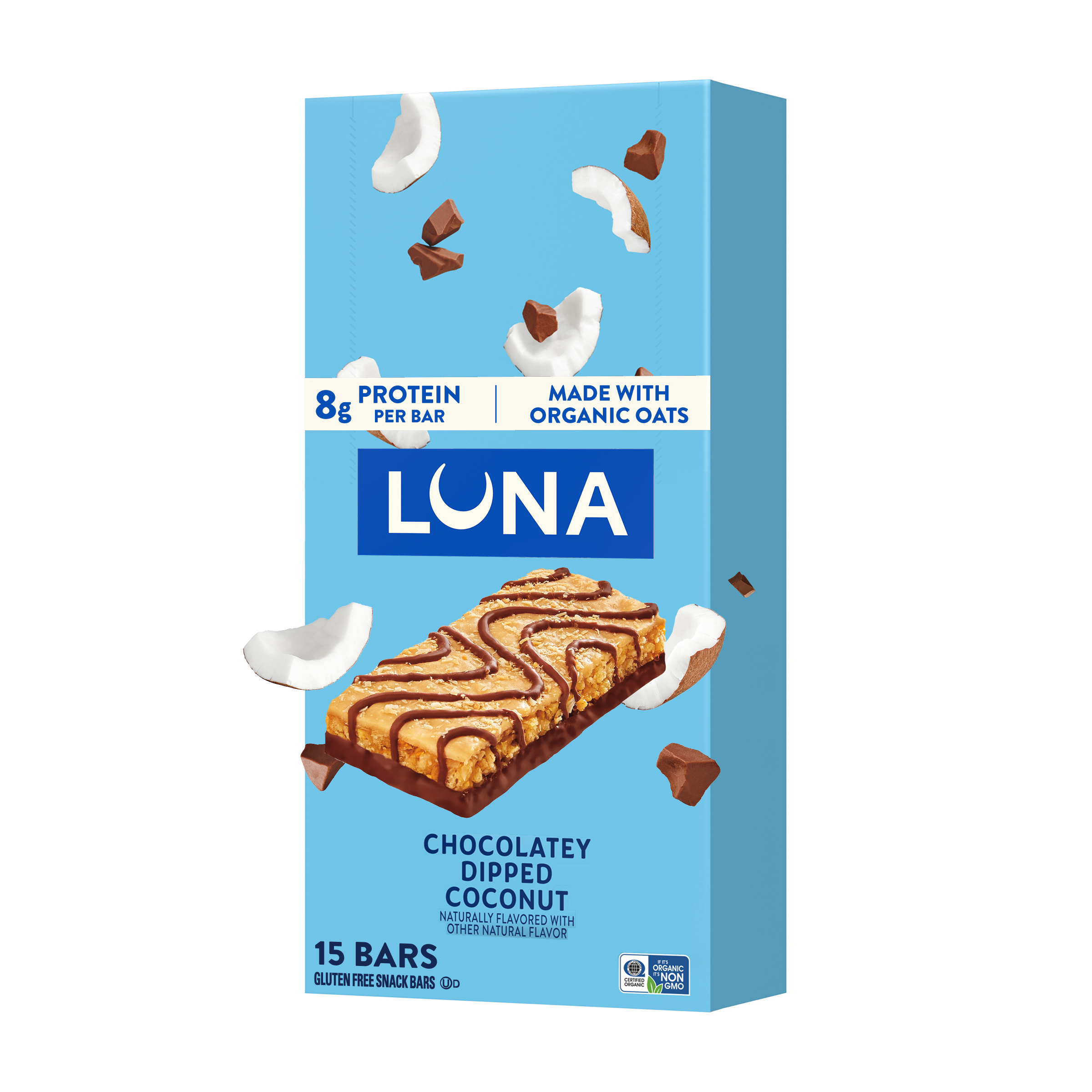 Bar Chocolatey Dipped Coconut Flavor Gluten Free Snack Bars, Non-GMO Protein Bars W6