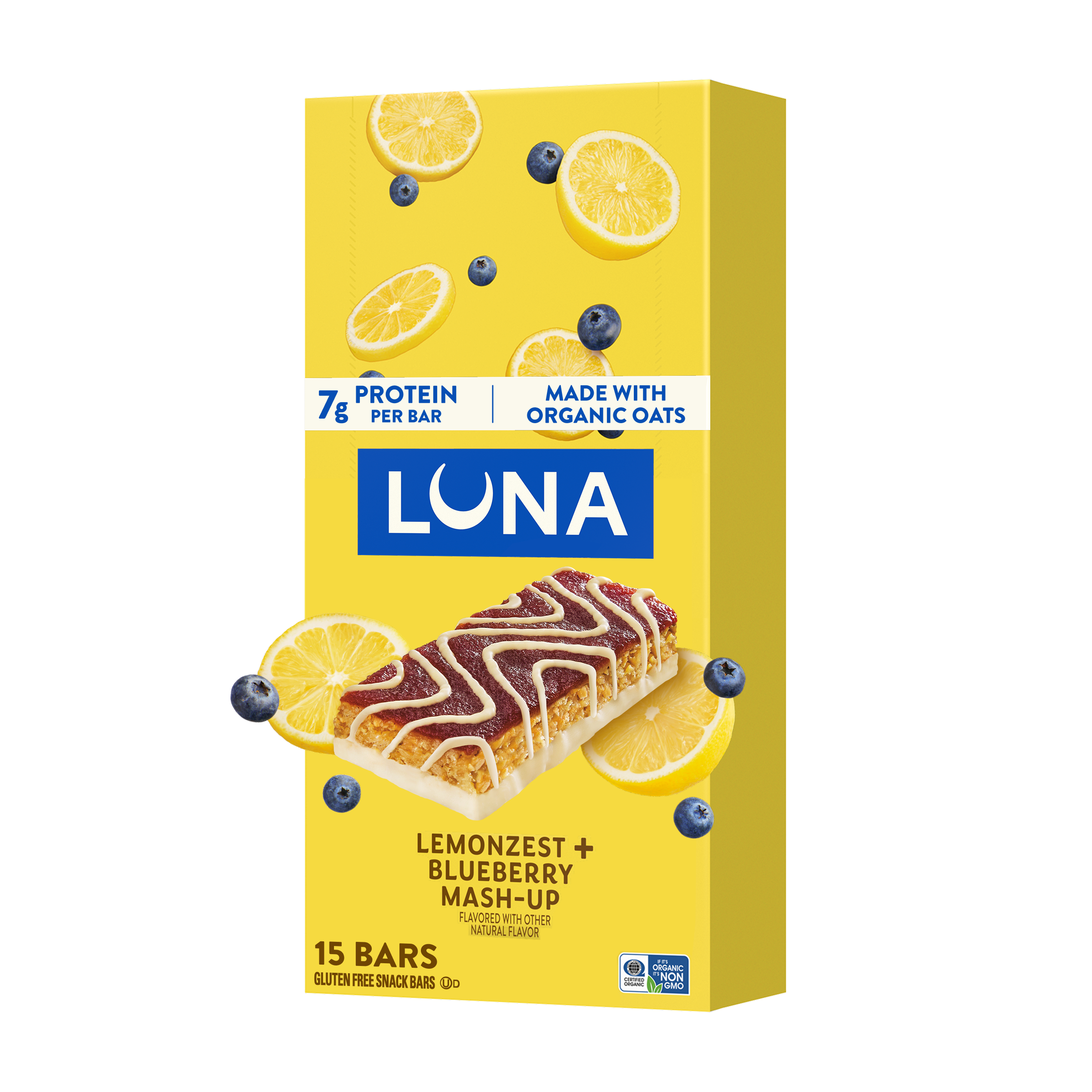 Bar Mash-Ups LemonZest + Blueberry Flavor Gluten Free Snack Bars, Non-GMO Protein Bars I0