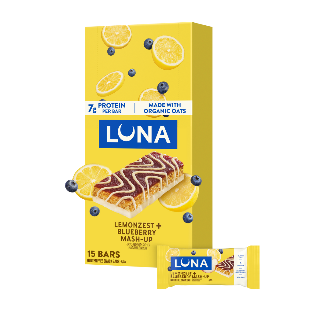 Bar Mash-Ups LemonZest + Blueberry Flavor Gluten Free Snack Bars, Non-GMO Protein Bars I0