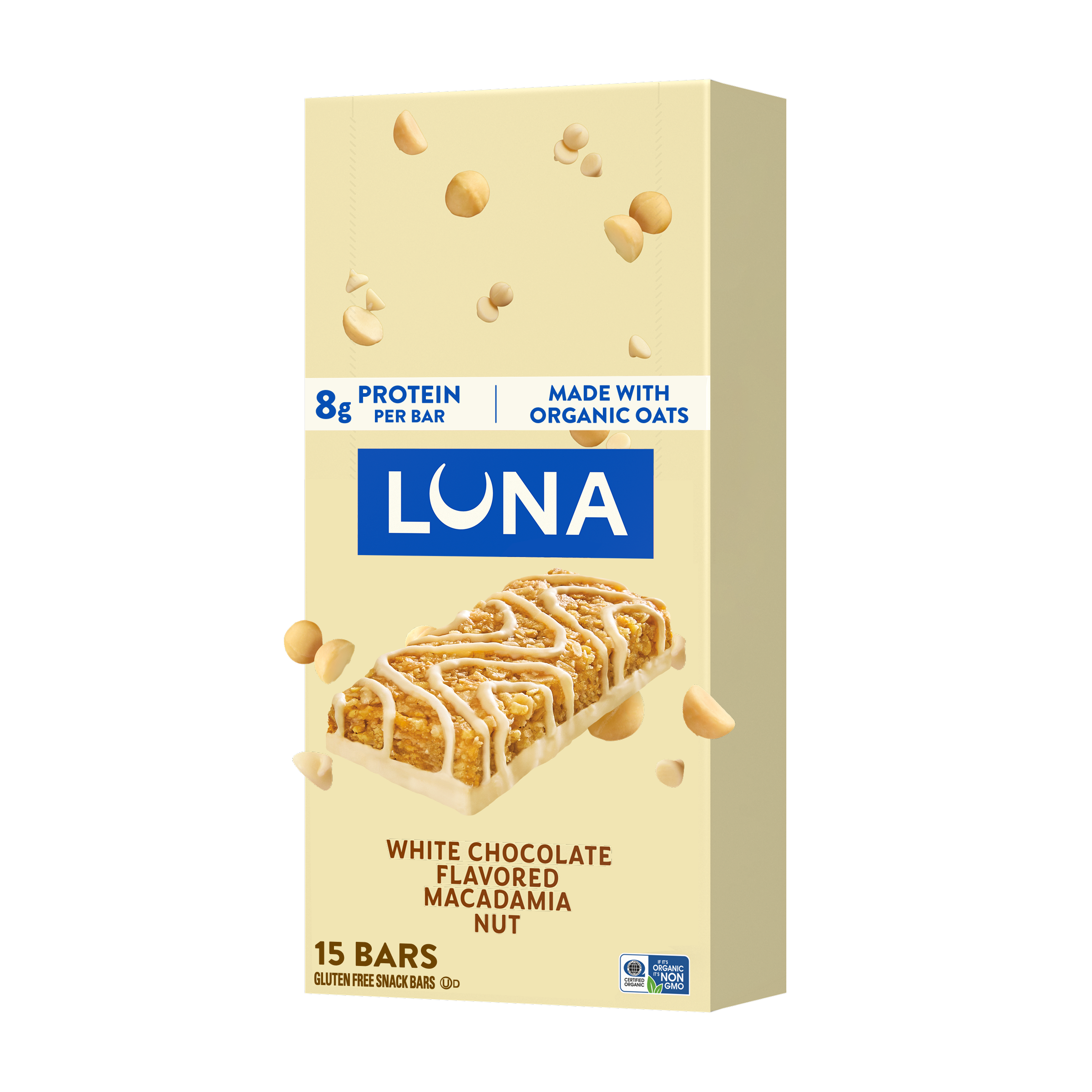 Bar White Chocolate Macadamia Flavor Gluten Free Snack Bar, Non-GMO Protein Bar G1