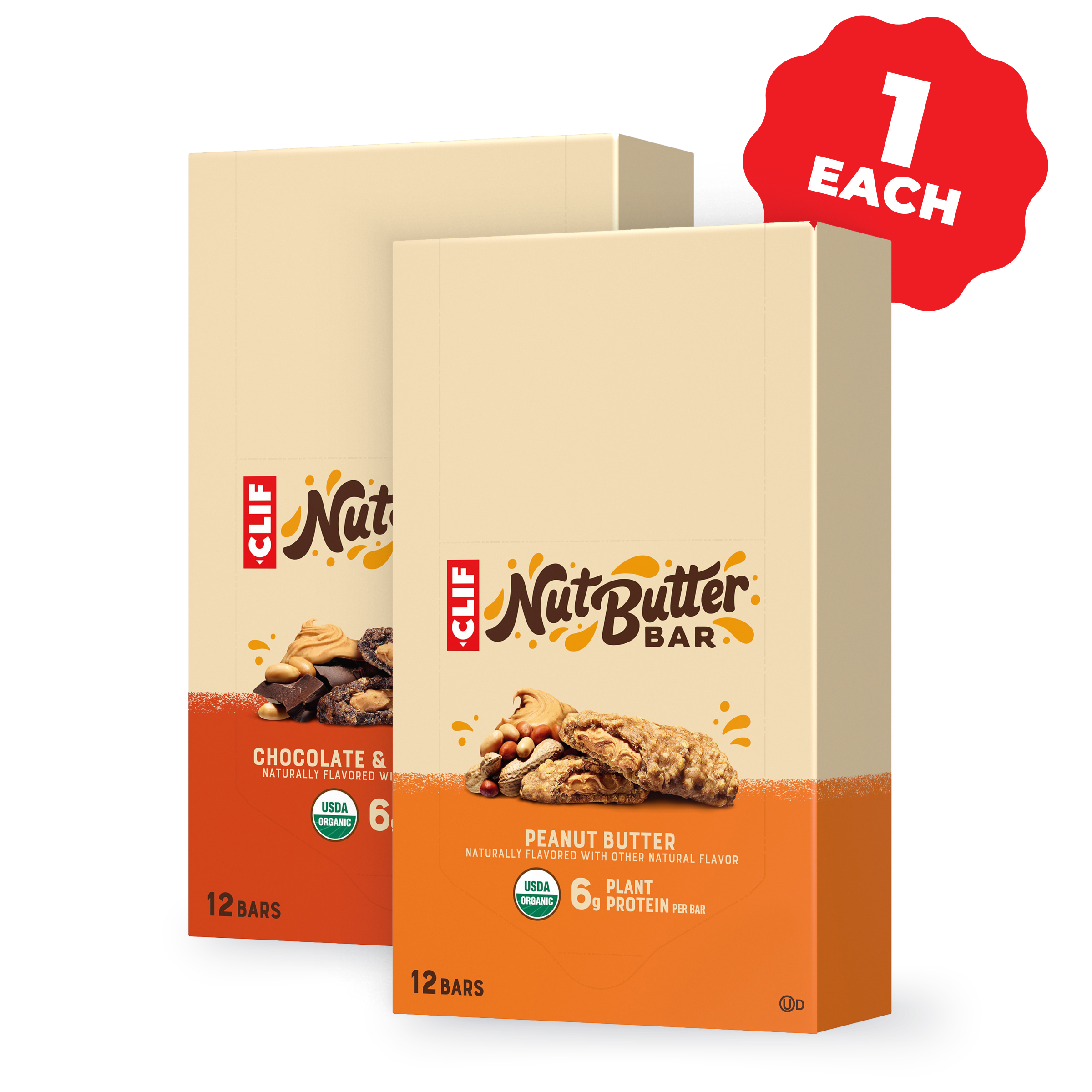 Nut Butter Bar Chocolate & Peanut Butter + Peanut Butter Variety Pack, 24 Bars Z6