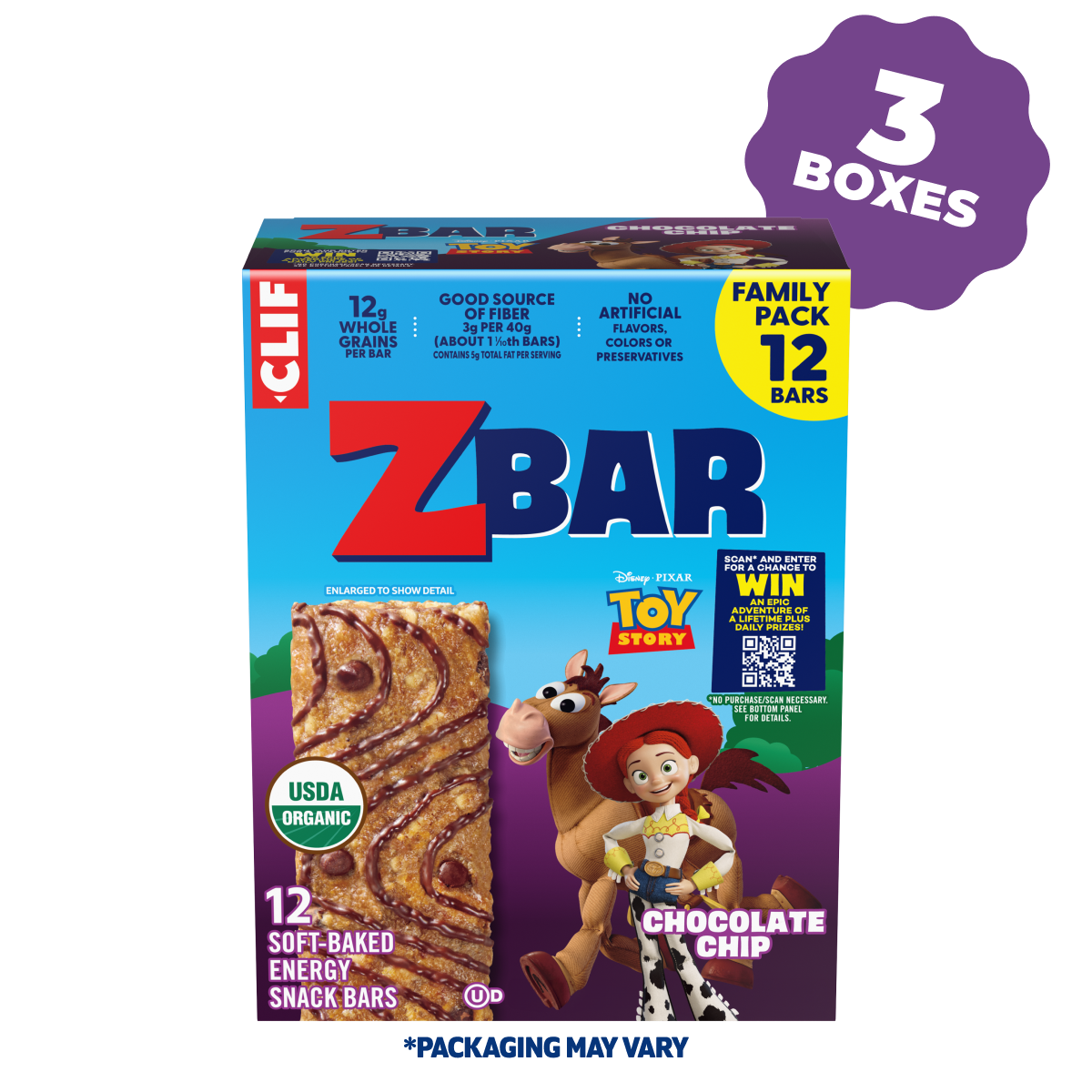 Chocolate Chip Soft-Baked Energy Snack Bars, Organic Granola Bars Multi-Pack, 36 Bars J4