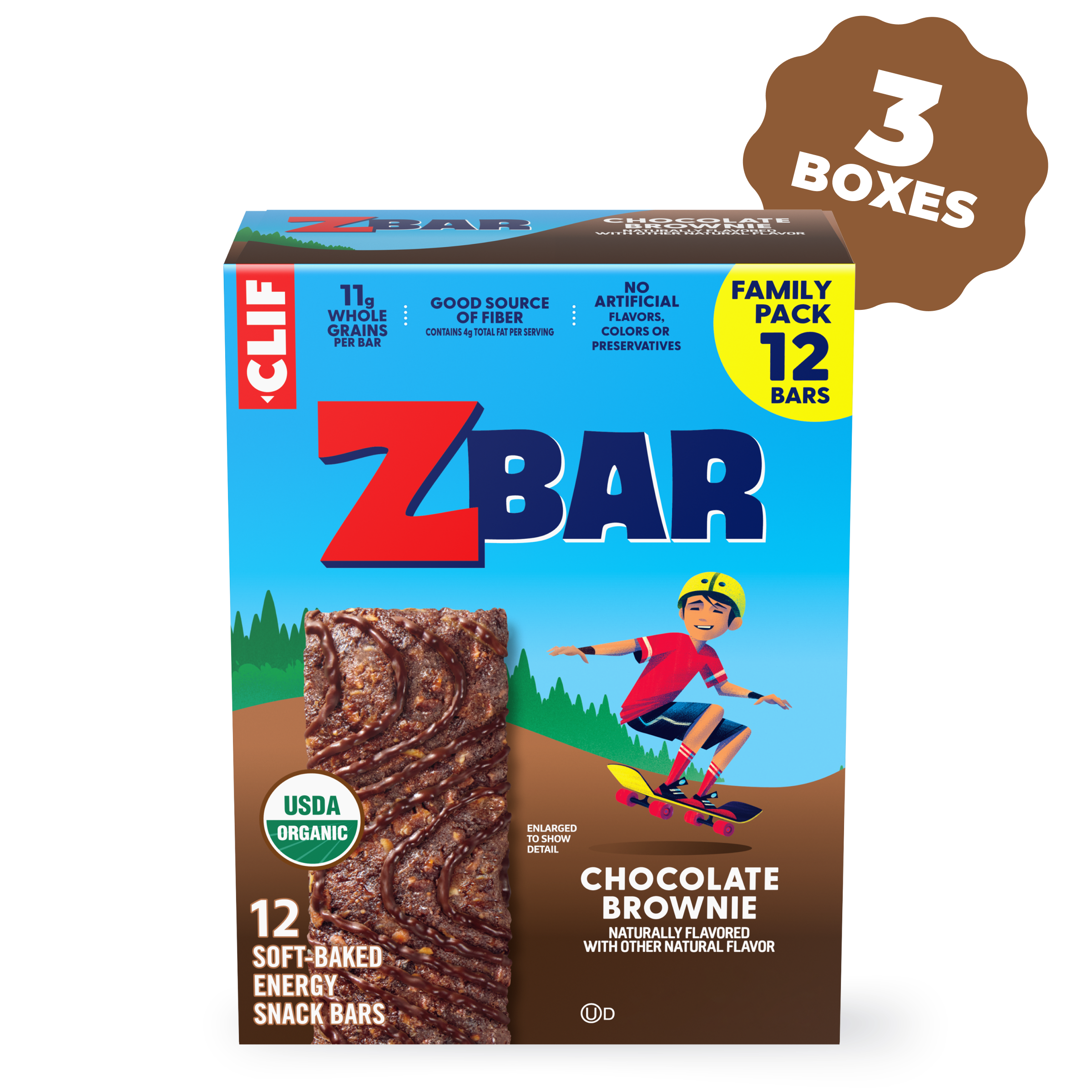 Chocolate Brownie Soft-Baked Energy Snack Bars, Organic Granola Bars V8